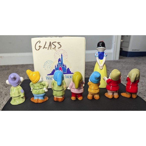 Walt Disney Studios Ceramic Figurines 6" Snow White 3" Dwarves Japan 70s 80s - Picture 5 of 6